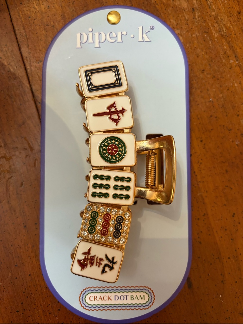 Piper K Gold Mahjong Tile Hair Clip